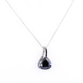 8.50 Ct Pear Shape Black Diamond Designer Pendant with White Diamond Accents - ZeeDiamonds