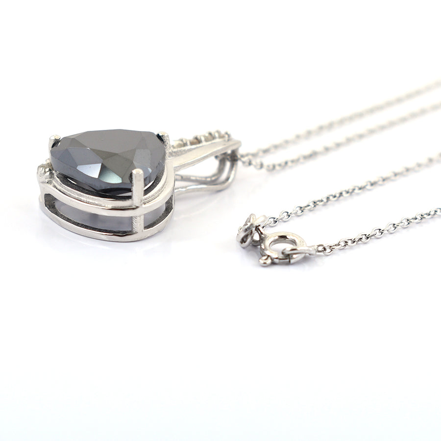 8.50 Ct Pear Cut Black Diamond Designer Pendant with White Diamond Accents - ZeeDiamonds