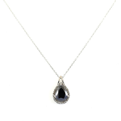 3 Ct Pear Shape Black Diamond Pendant with White Diamond Accents - ZeeDiamonds