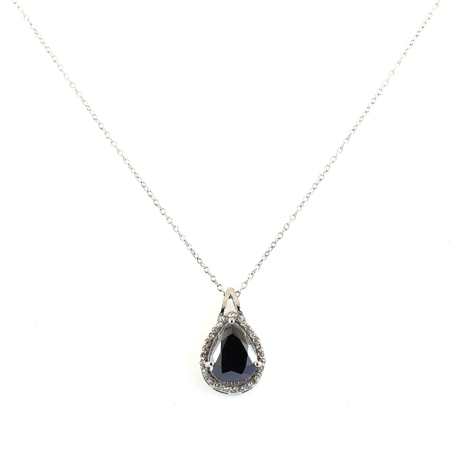 5.15 Ct Pear Shape Black Diamond Designer Pendant with Diamond Accents - ZeeDiamonds