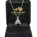 3 Ct Pear Shape Black Diamond Pendant with White Diamond Accents - ZeeDiamonds