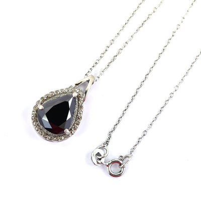 3 Ct Pear Shape Black Diamond Pendant with White Diamond Accents - ZeeDiamonds