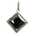 3 Ct AAA Quality Black Diamond Solitaire Pendant with Diamond Accents - ZeeDiamonds