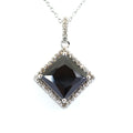 3 Ct AAA Quality Black Diamond Solitaire Pendant with Diamond Accents - ZeeDiamonds