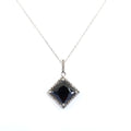 3 Ct AAA Quality Black Diamond Solitaire Pendant with Diamond Accents - ZeeDiamonds