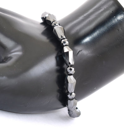 6-11 mm Fancy Cut Black Diamond Bangle Bracelet in Sterling Silver - ZeeDiamonds