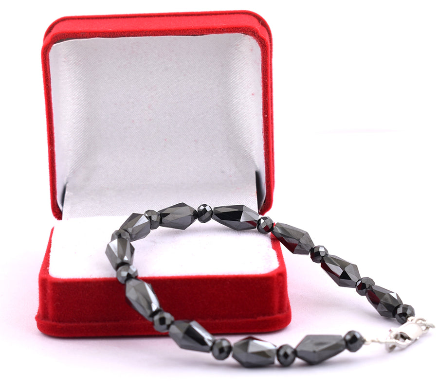 6-11 mm Fancy Cut Black Diamond Bangle Bracelet in Sterling Silver - ZeeDiamonds