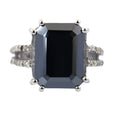 9.15 Ct Princess Cut Black Diamond Designer Ring with Diamond Accents - ZeeDiamonds