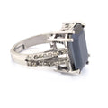 9.15 Ct Princess Cut Black Diamond Designer Ring with Diamond Accents - ZeeDiamonds