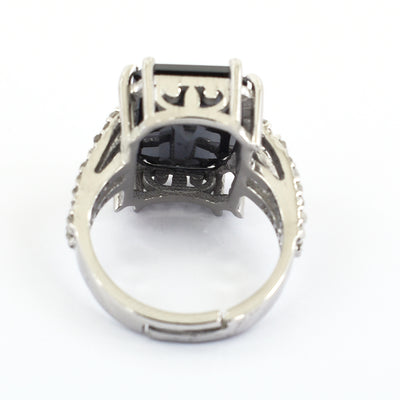 9 Ct Black Diamond Ring With Rose Cut Diamond Accents - ZeeDiamonds
