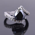 3.5 Ct Trillion Shape Black Diamond Designer Ring With Diamond Accents - ZeeDiamonds