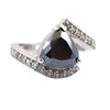 3.5 Ct Trillion Shape Black Diamond Designer Ring With Diamond Accents - ZeeDiamonds