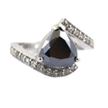 4.45 Ct Black Diamond Solitaire Designer Ring with Diamond Accents - ZeeDiamonds