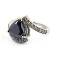 3.5 Ct Trillion Shape Black Diamond Designer Ring With Diamond Accents - ZeeDiamonds