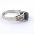 4.20 Ct Black Diamond Solitaire Designer Ring with White Diamond Accents - ZeeDiamonds