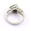 4.20 Ct Triangle cut Black Diamond with White Diamond Accents Fancy Ring - ZeeDiamonds