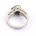 4.20 Ct Black Diamond Solitaire Designer Ring with White Diamond Accents - ZeeDiamonds