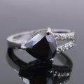 4.20 Ct Triangle cut Black Diamond with White Diamond Accents Fancy Ring - ZeeDiamonds