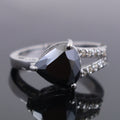 4.20 Ct Black Diamond Solitaire Designer Ring with White Diamond Accents - ZeeDiamonds