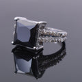 4.70 Ct Princess Cut Black Diamond Cocktail Ring with Diamond Accents - ZeeDiamonds