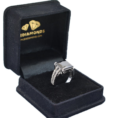 4.70 Ct Princess Cut Black Diamond Cocktail Ring with Diamond Accents - ZeeDiamonds