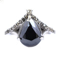 2.5 Ct Pear Shape Black Diamond Ring With Diamond Accents - ZeeDiamonds