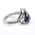 4.70 Ct Black Diamond Solitaire Designer Ring with Diamond Accents - ZeeDiamonds