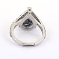 2.5 Ct Pear Shape Black Diamond Ring With Diamond Accents - ZeeDiamonds