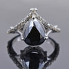 4.70 Ct Black Diamond Solitaire Designer Ring with Diamond Accents - ZeeDiamonds