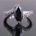 2 Ct Marquise Shape Black Diamond Ring With Diamond Accents - ZeeDiamonds