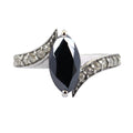 2 Ct Marquise Shape Black Diamond Ring With Diamond Accents - ZeeDiamonds