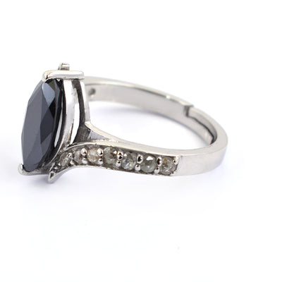 2 Ct Marquise Shape Black Diamond Ring With Diamond Accents - ZeeDiamonds
