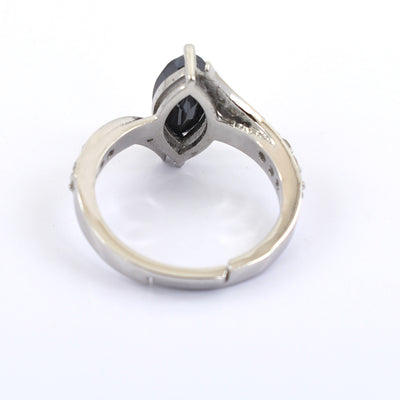 2 Ct Marquise Shape Black Diamond Ring With Diamond Accents - ZeeDiamonds