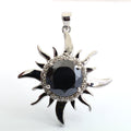 10 Ct Black Diamond Solitaire Sun Pendant with Diamond Accents - ZeeDiamonds