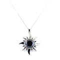 10 Ct Black Diamond Solitaire Sun Pendant with Diamond Accents - ZeeDiamonds