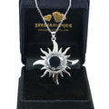 10 Ct Black Diamond Solitaire Sun Pendant with Diamond Accents - ZeeDiamonds