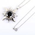 10 Ct Black Diamond Solitaire Sun Pendant with Diamond Accents - ZeeDiamonds