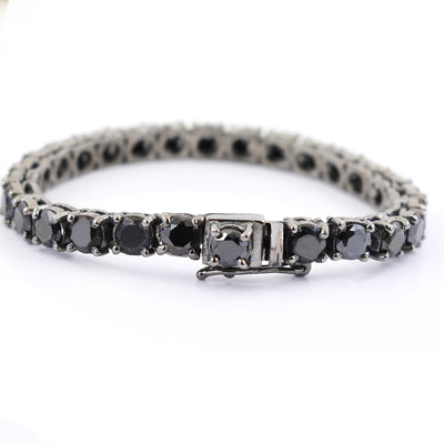 5 mm Black Diamond Tennis Bracelet in 925 Silver, 100% Certified - ZeeDiamonds