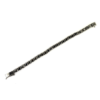 5 mm Black Diamond Tennis Bracelet in 925 Silver, 100% Certified - ZeeDiamonds
