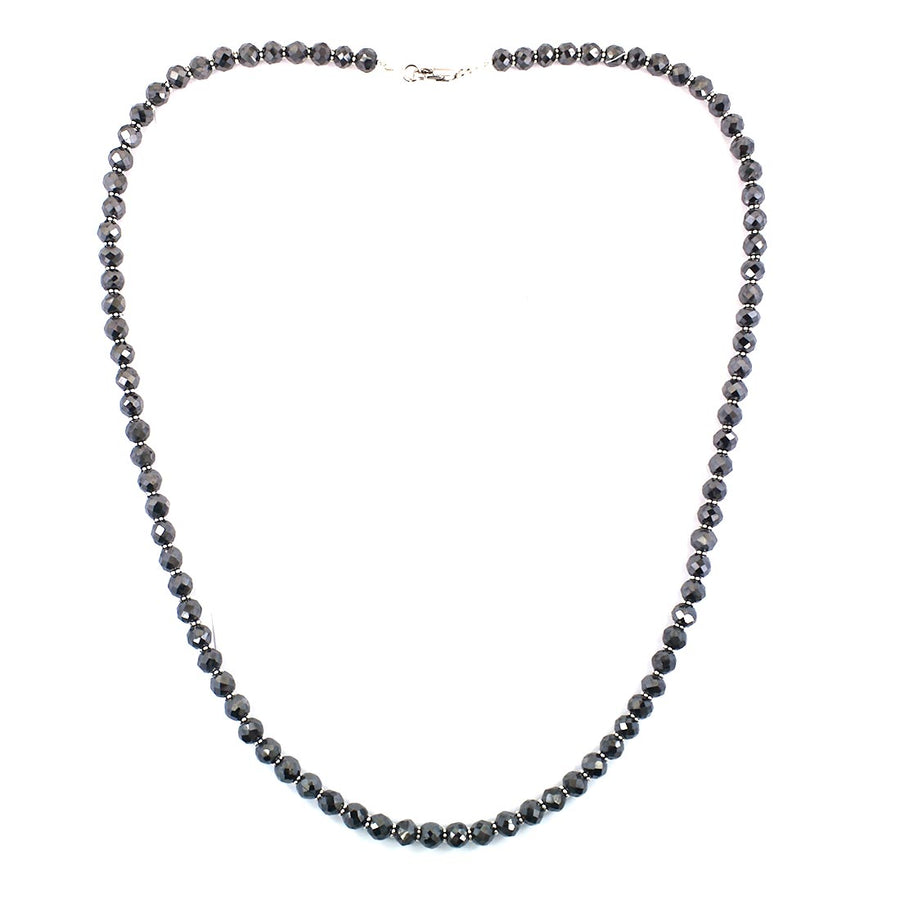 6 mm Black Diamond Beads Necklace -Great Shine & Luster.16" to 28" options. - ZeeDiamonds