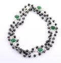 ELEGANT 3 MM BLACK DIAMOND NECKLACE WITH EMERALDS - ZeeDiamonds