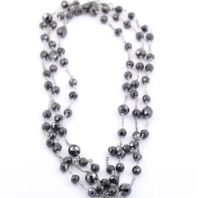 Certified 4-5 mm Black Diamond Beads Wire Necklace - ZeeDiamonds