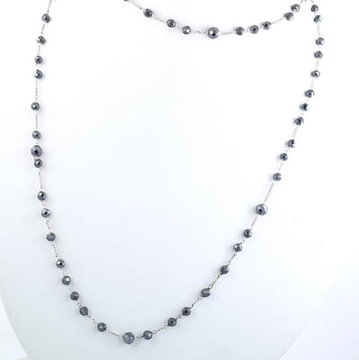 Certified 4-5 mm Black Diamond Beads Wire Necklace - ZeeDiamonds