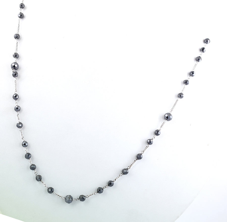 Certified 4-5 mm Black Diamond Beads Wire Necklace - ZeeDiamonds