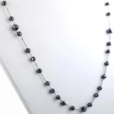 Certified 4-5 mm Black Diamond Beads Wire Necklace - ZeeDiamonds