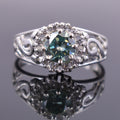 0.70 Ct Certified Blue Diamond Women's Ring with Diamond Accents - ZeeDiamonds