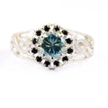 0.75 Ct Certified Elegant Blue Diamond Ring with Black Diamond Accents - ZeeDiamonds