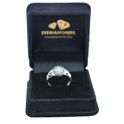 0.75 Ct Certified Elegant Blue Diamond Ring with Black Diamond Accents - ZeeDiamonds