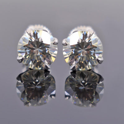 3.70Ct Elegant Off-White Diamond Solitaire Studs, Excellent Cut & Luster - ZeeDiamonds