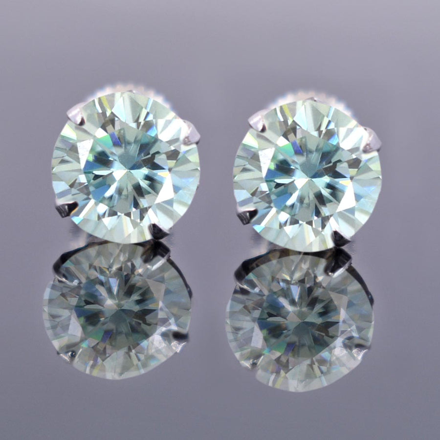 3 Ct AAA Quality Certified Light Blue Diamond Solitaire Studs